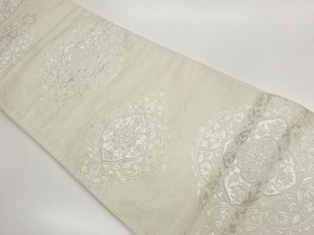 JAPANESE KIMONO / FUKURO OBI / WOVEN FLORAL CREST & KIKKO